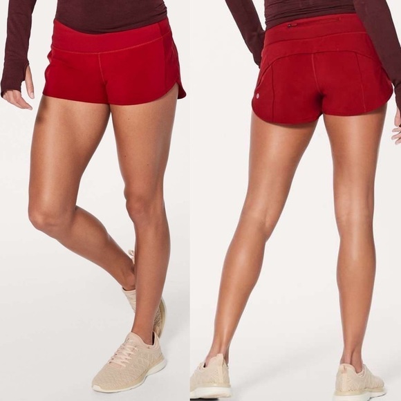 NWT Lululemon Speed Shorts Dark Red Medium Rise - Picture 1 of 10